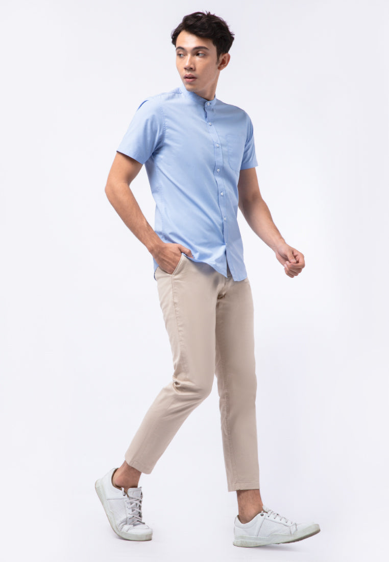 Stand Up Collar Short Sleeve Shirt