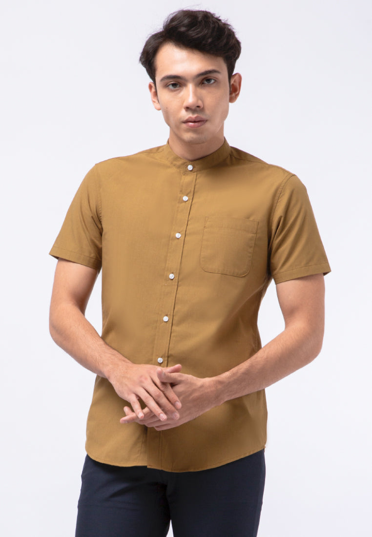 Stand Up Collar Short Sleeve Shirt