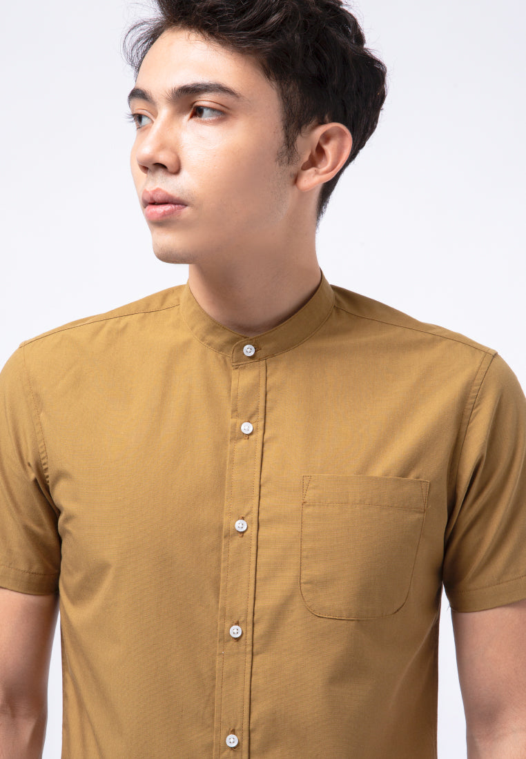 Stand Up Collar Short Sleeve Shirt