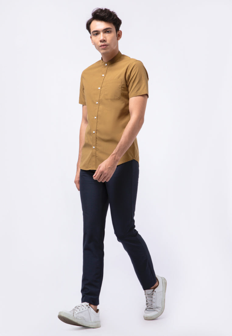 Stand Up Collar Short Sleeve Shirt