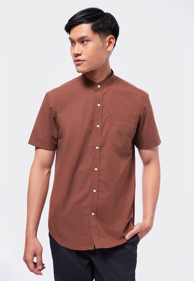 Stand Up Collar Short Sleeve Shirt