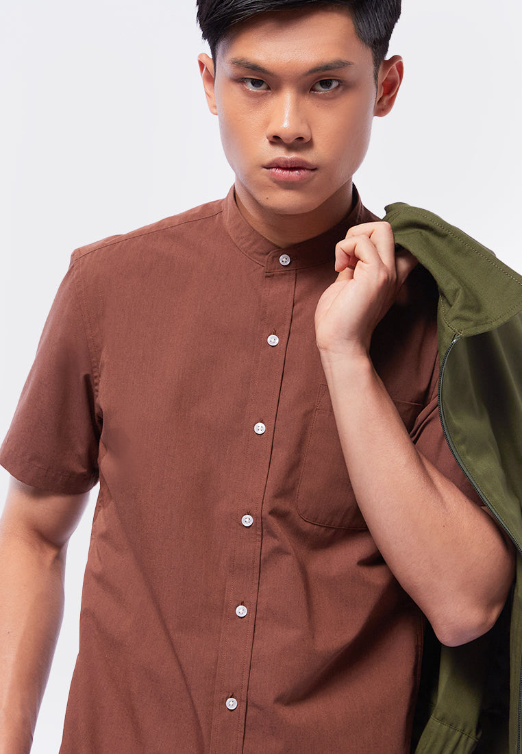 Stand Up Collar Short Sleeve Shirt
