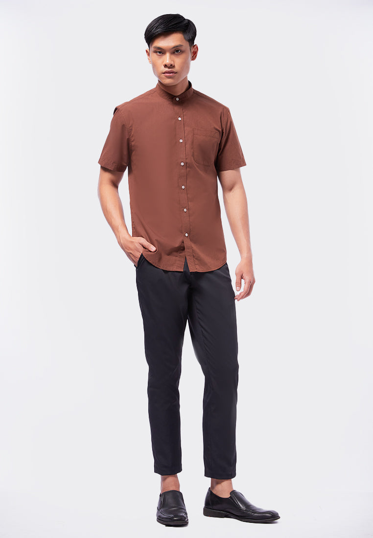 Stand Up Collar Short Sleeve Shirt