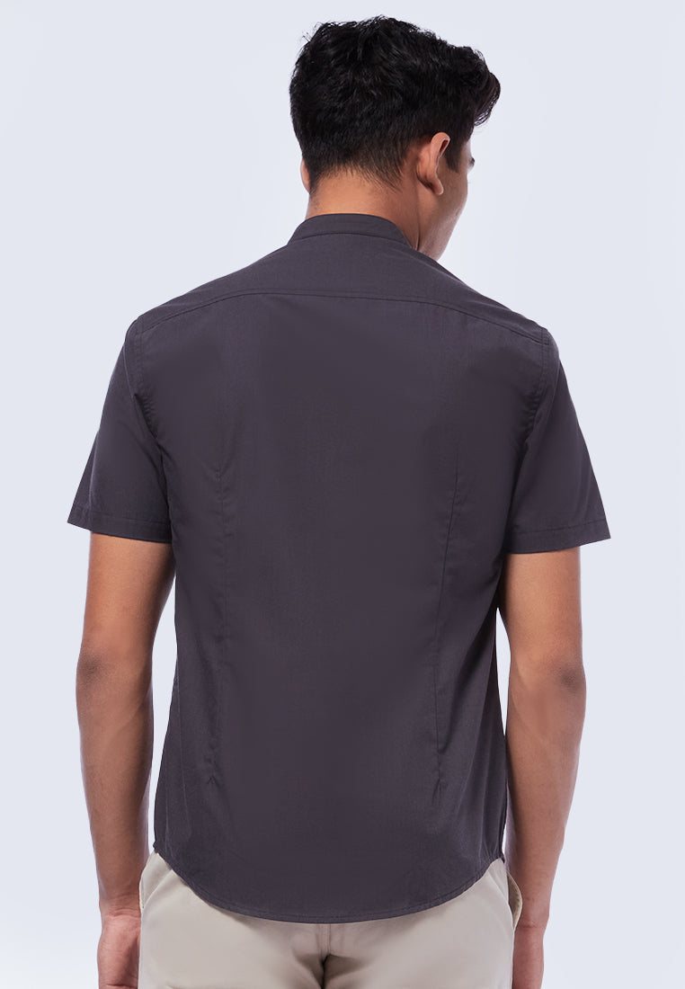 Short Sleeve Shirt with Stand Collar