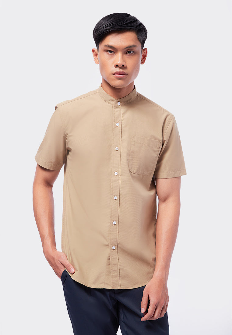 Stand Up Collar Short Sleeve Shirt