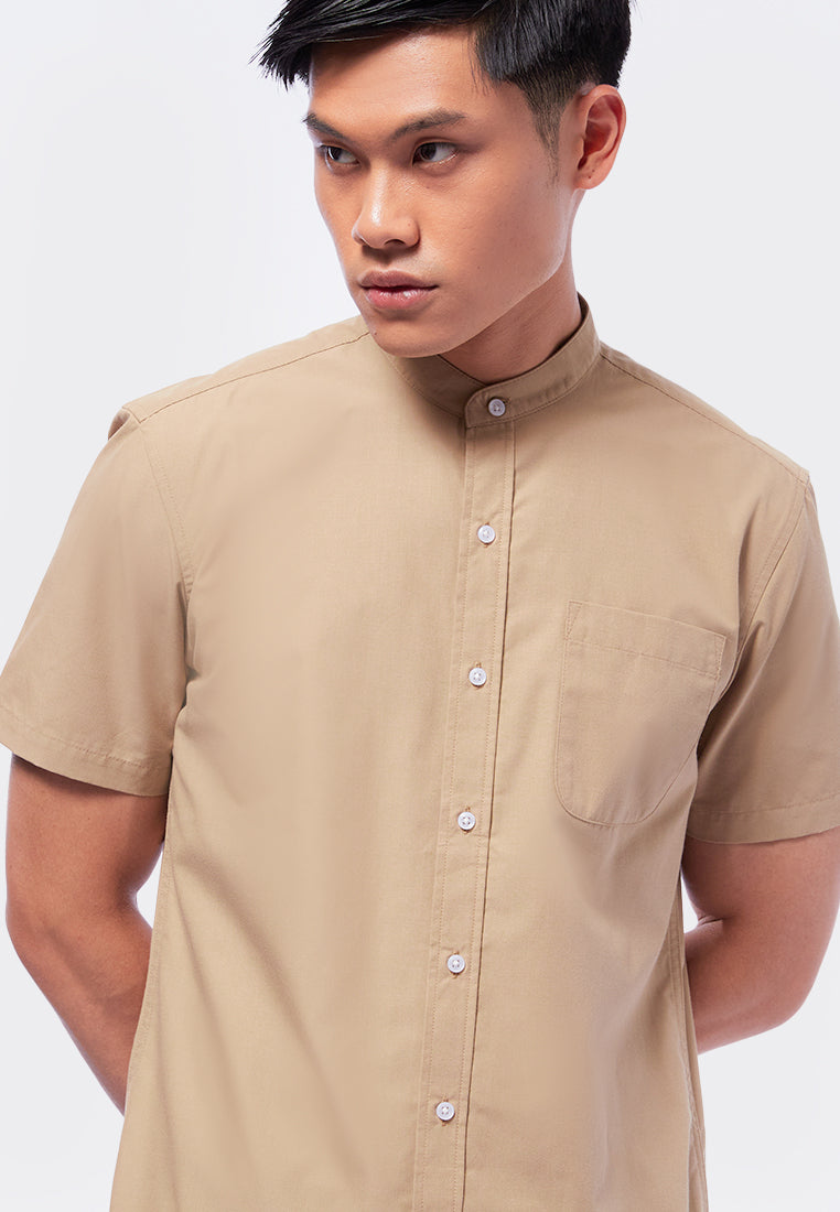 Stand Up Collar Short Sleeve Shirt