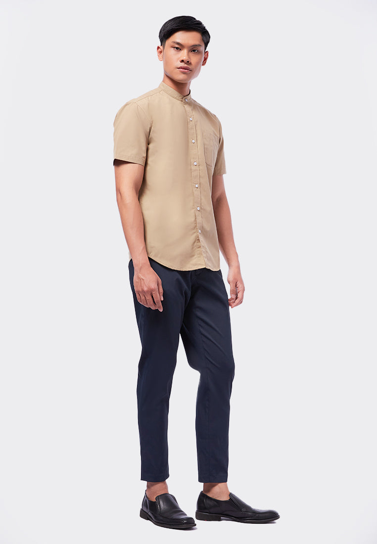 Stand Up Collar Short Sleeve Shirt