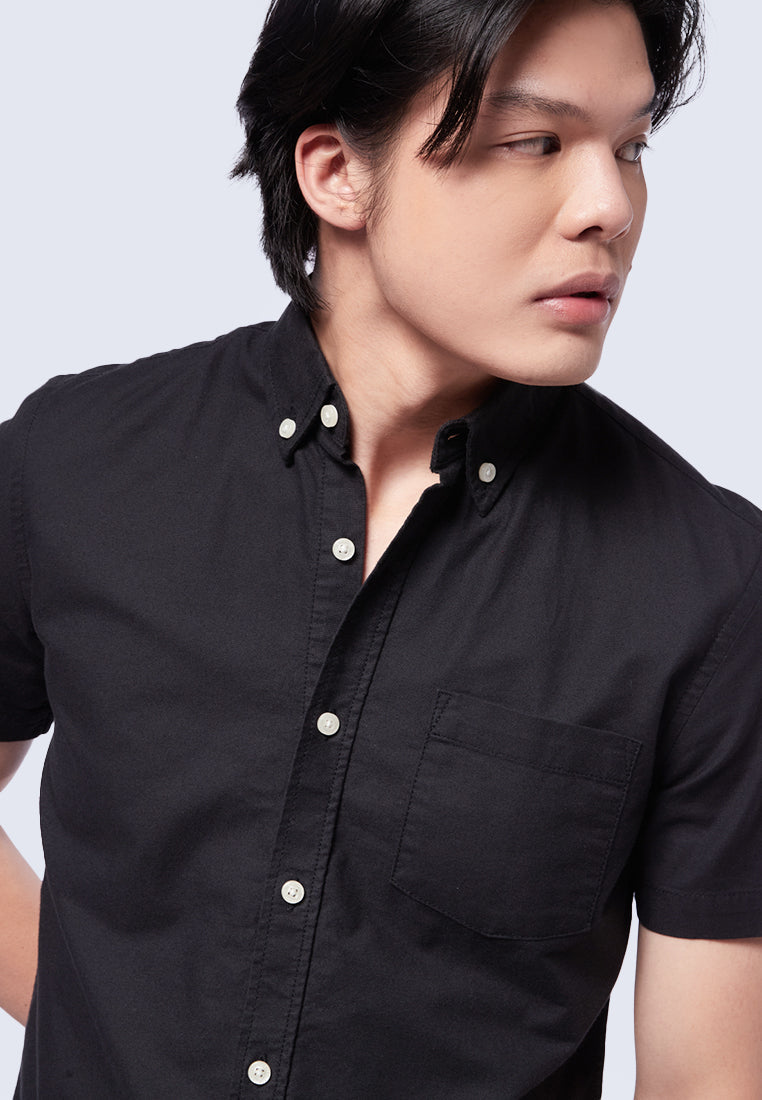 Short Sleeve Oxford Shirt Black