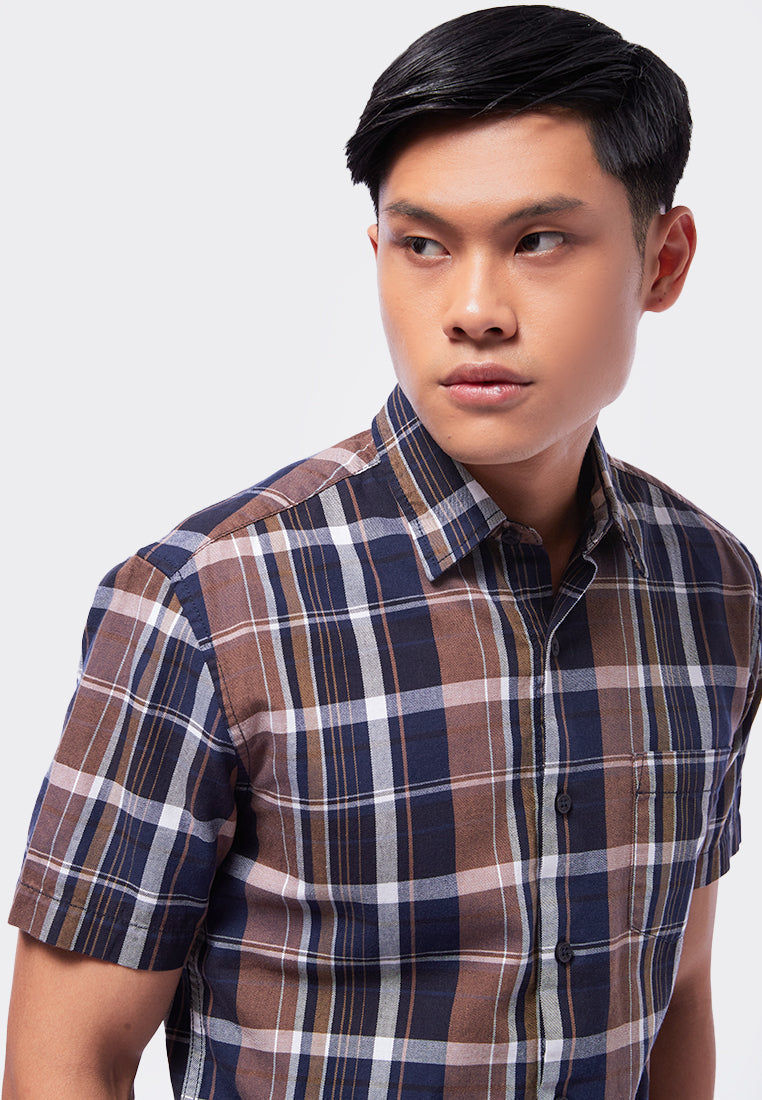 Slim Fit Short Sleeve Check Shirt