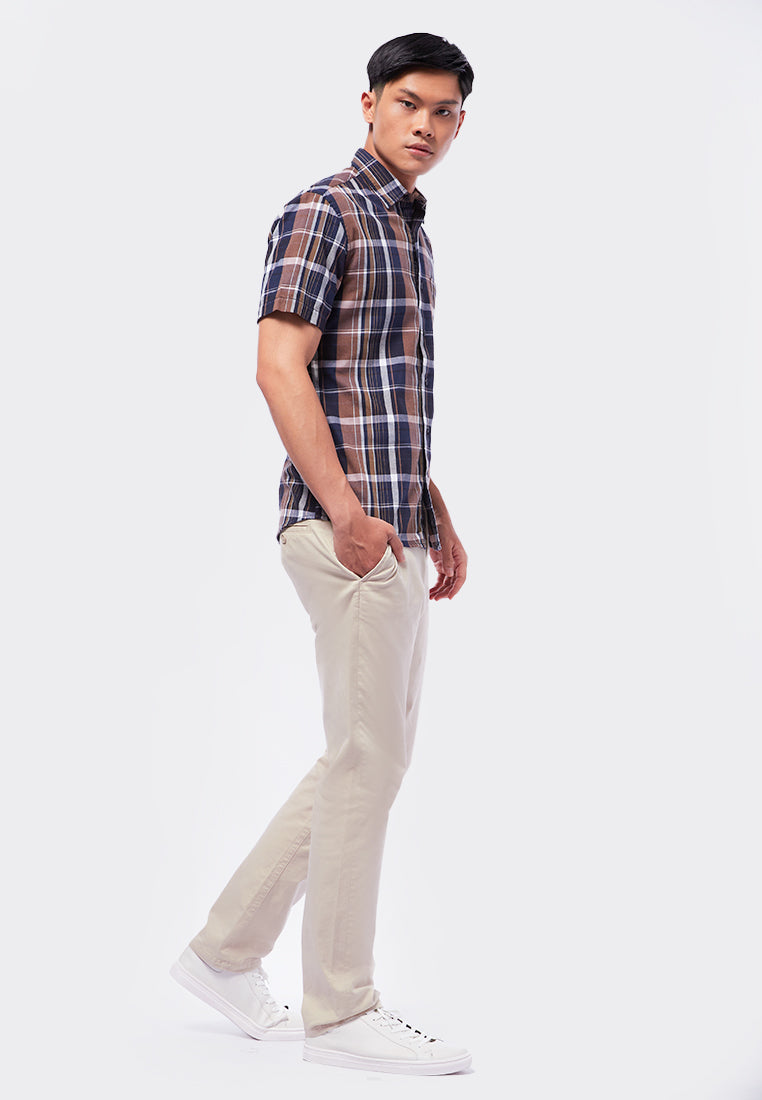 Slim Fit Short Sleeve Check Shirt