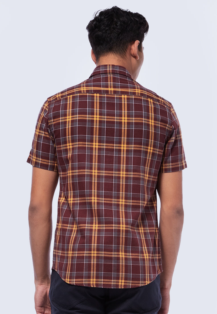 Slim Fit Short Sleeve Check Shirt