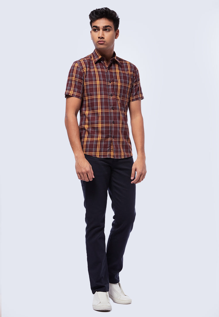 Slim Fit Short Sleeve Check Shirt