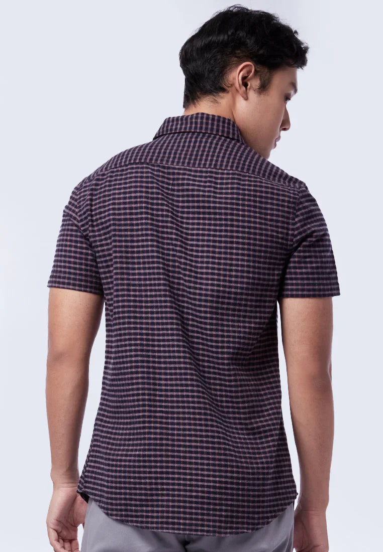 Slim Fit Short Sleeve Check Shirt