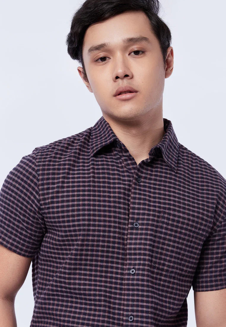Slim Fit Short Sleeve Check Shirt