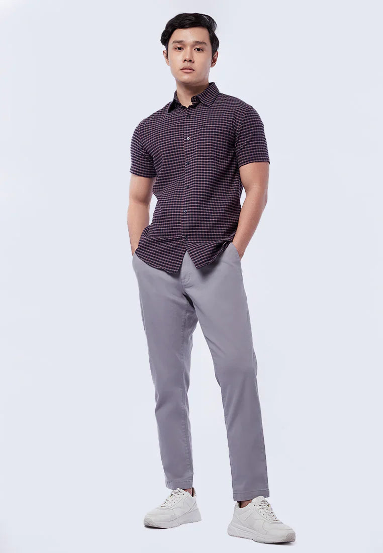 Slim Fit Short Sleeve Check Shirt