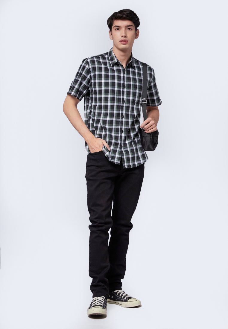 Slim Fit Short Sleeve Check Shirt