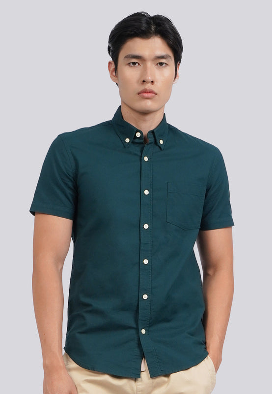 Slim Fit Buttend Down Collar Short Sleeve Shirt