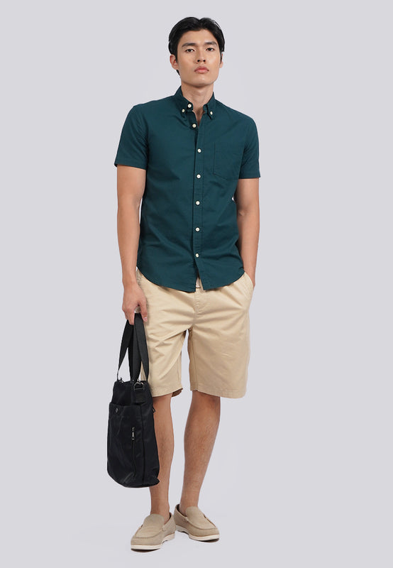 Slim Fit Buttend Down Collar Short Sleeve Shirt