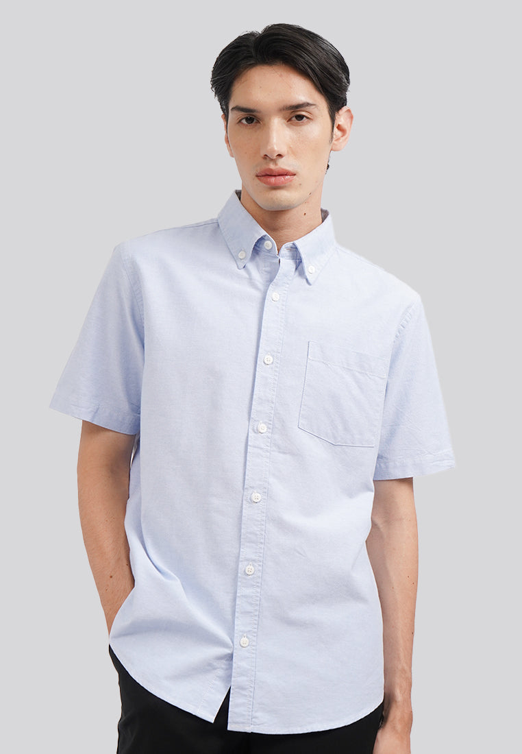 Regular Fit Short Sleeve Basic Shirt Light Blue