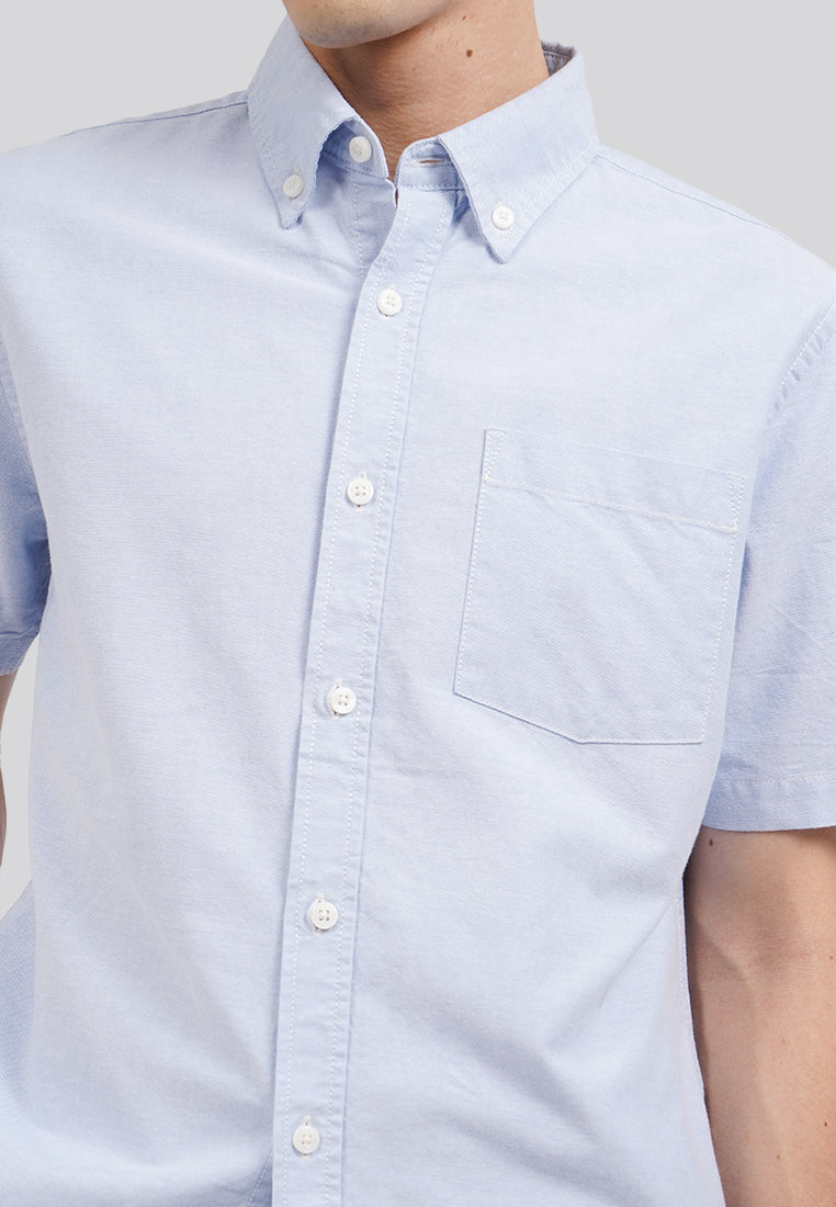 Regular Fit Short Sleeve Basic Shirt Light Blue