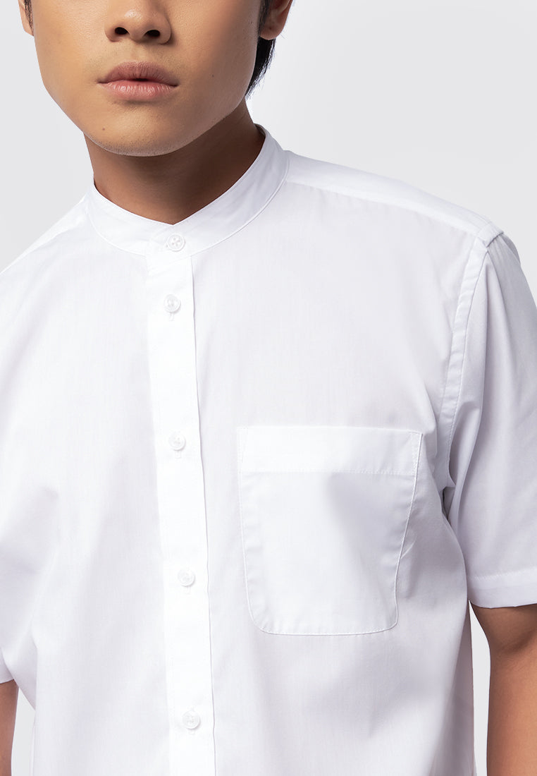 Short Sleeve Shirt with Stand Up Collar