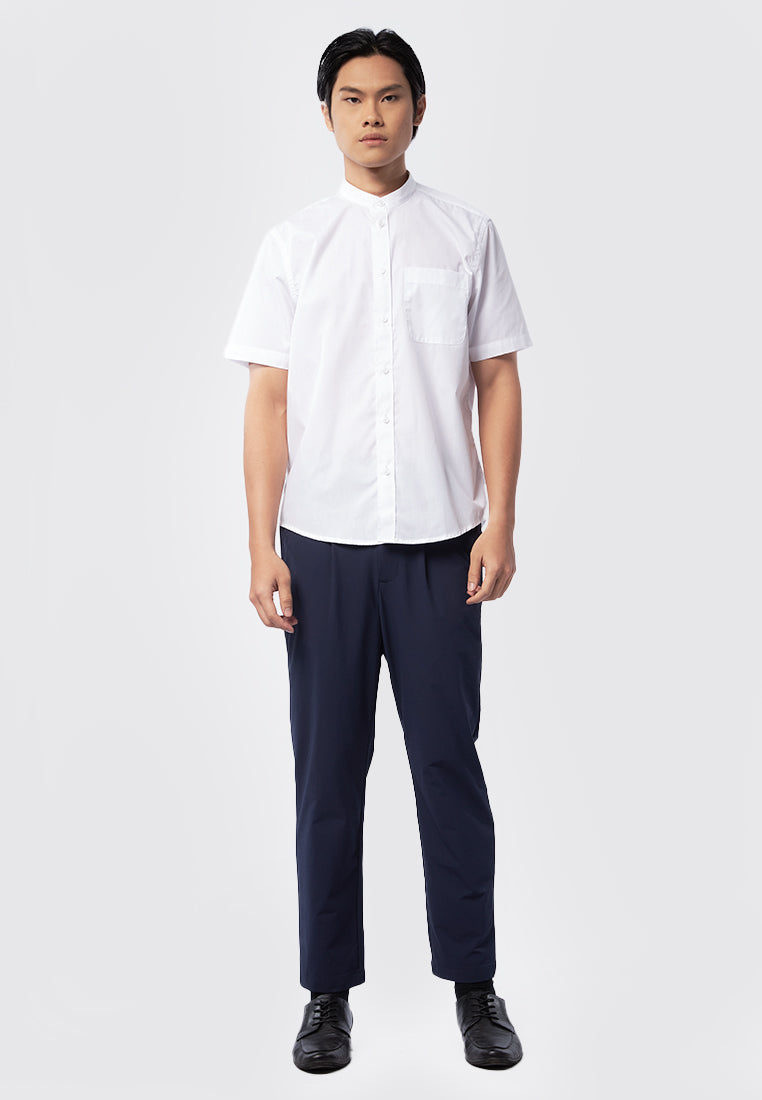 Short Sleeve Shirt with Stand Up Collar