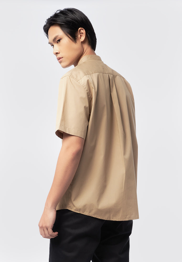 Short Sleeve Shirt with Stand Up Collar