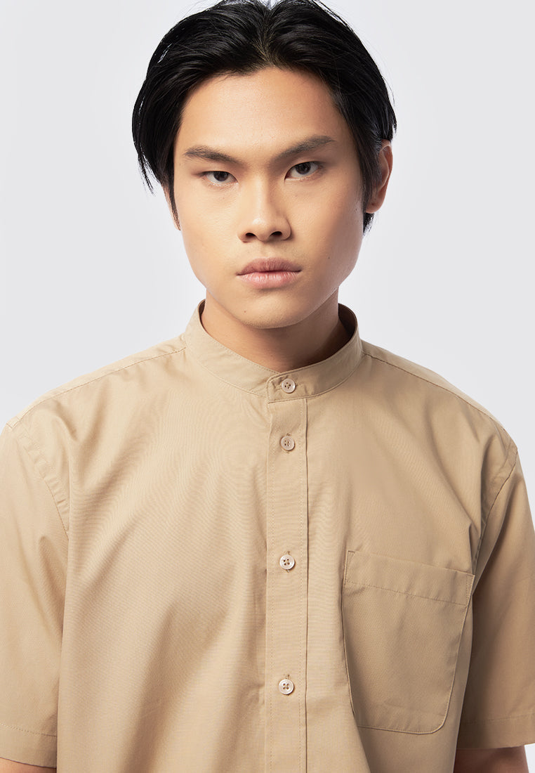 Short Sleeve Shirt with Stand Up Collar