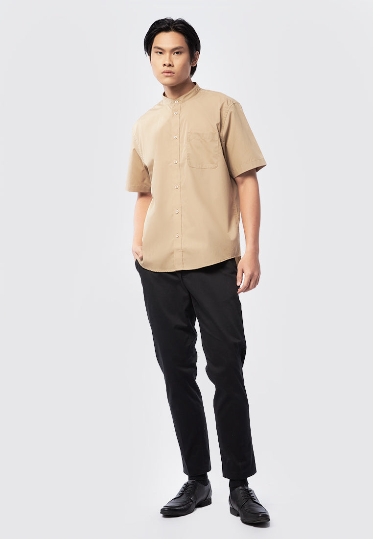 Short Sleeve Shirt with Stand Up Collar