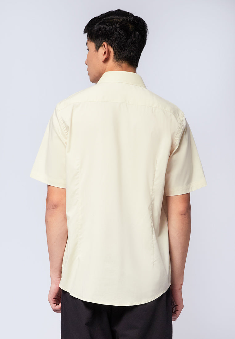Short Sleeve Stretch Shirt Beige