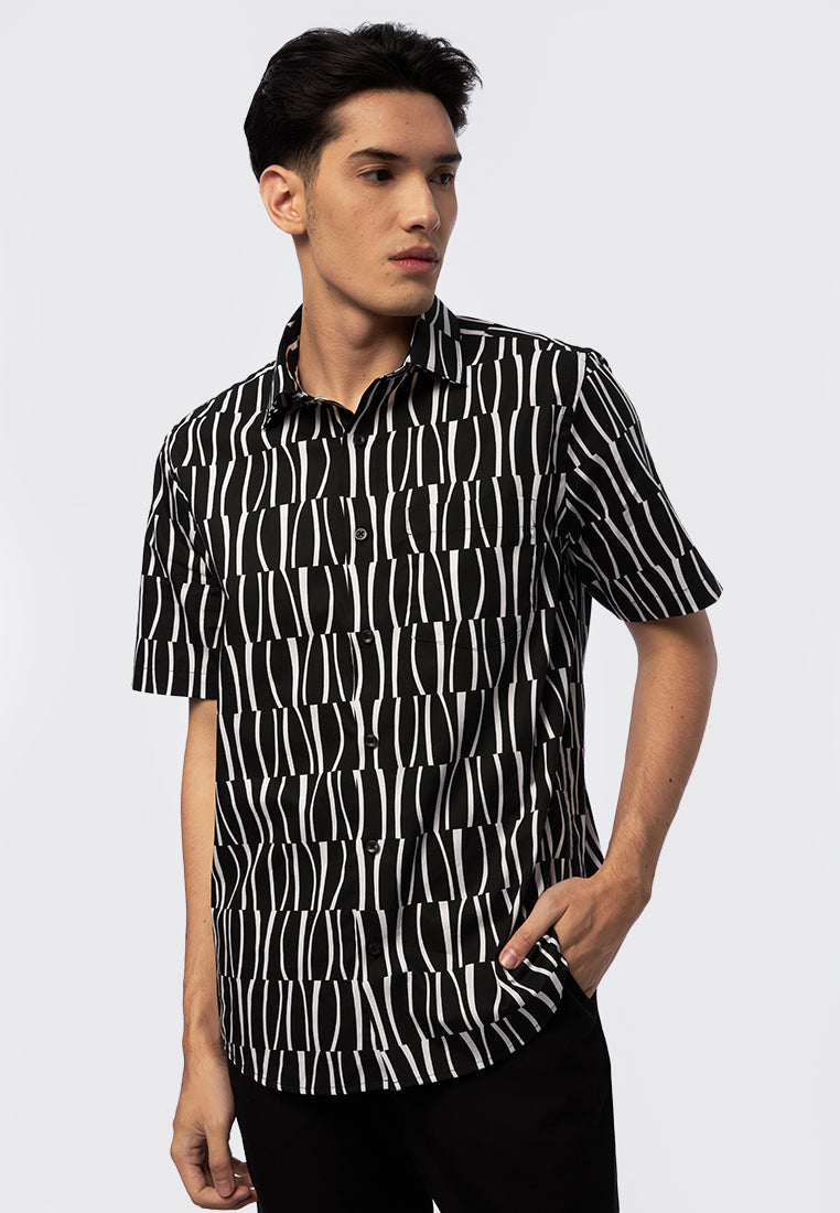 Regular Fit Short Sleeve Printed Shirt Black