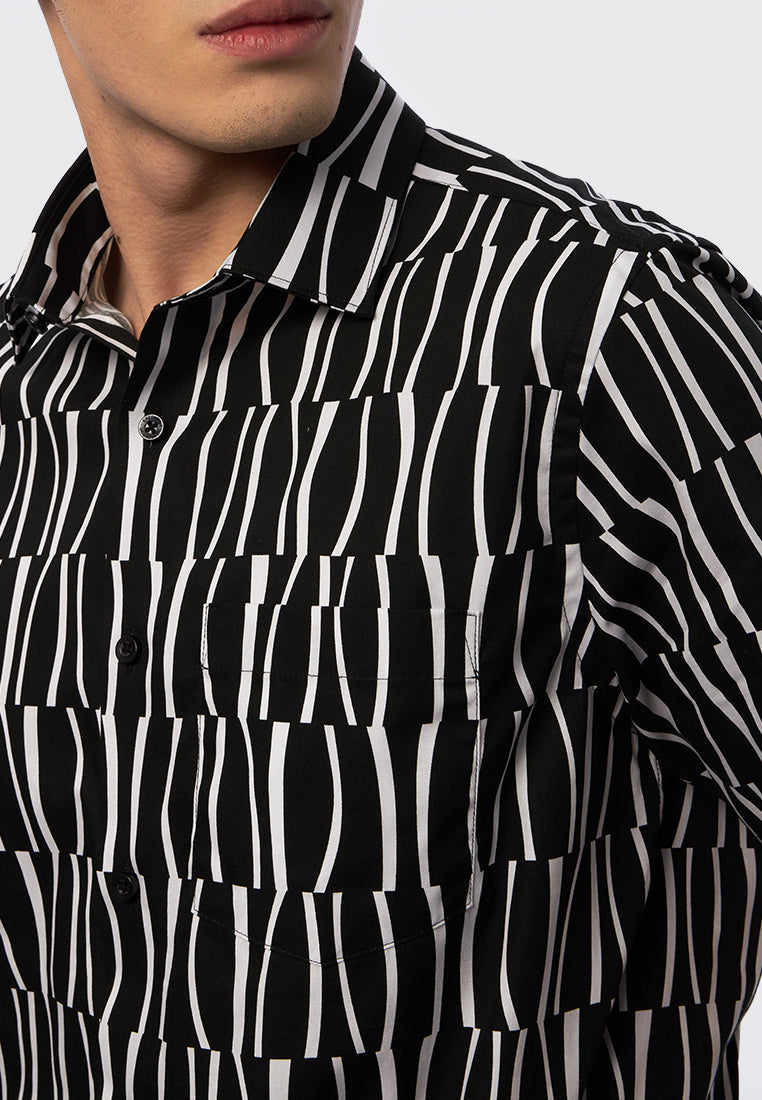 Regular Fit Short Sleeve Printed Shirt Black