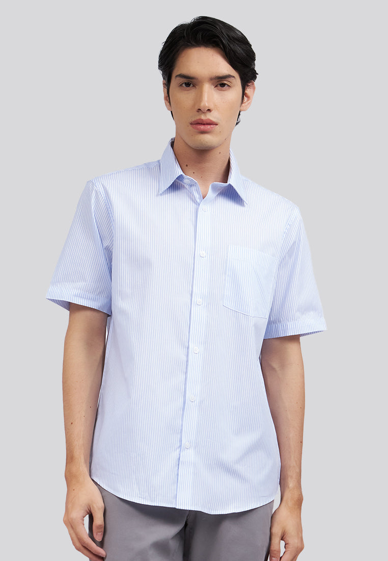 Regular Fit Short Sleeve Stripes Shirt Sky Blue