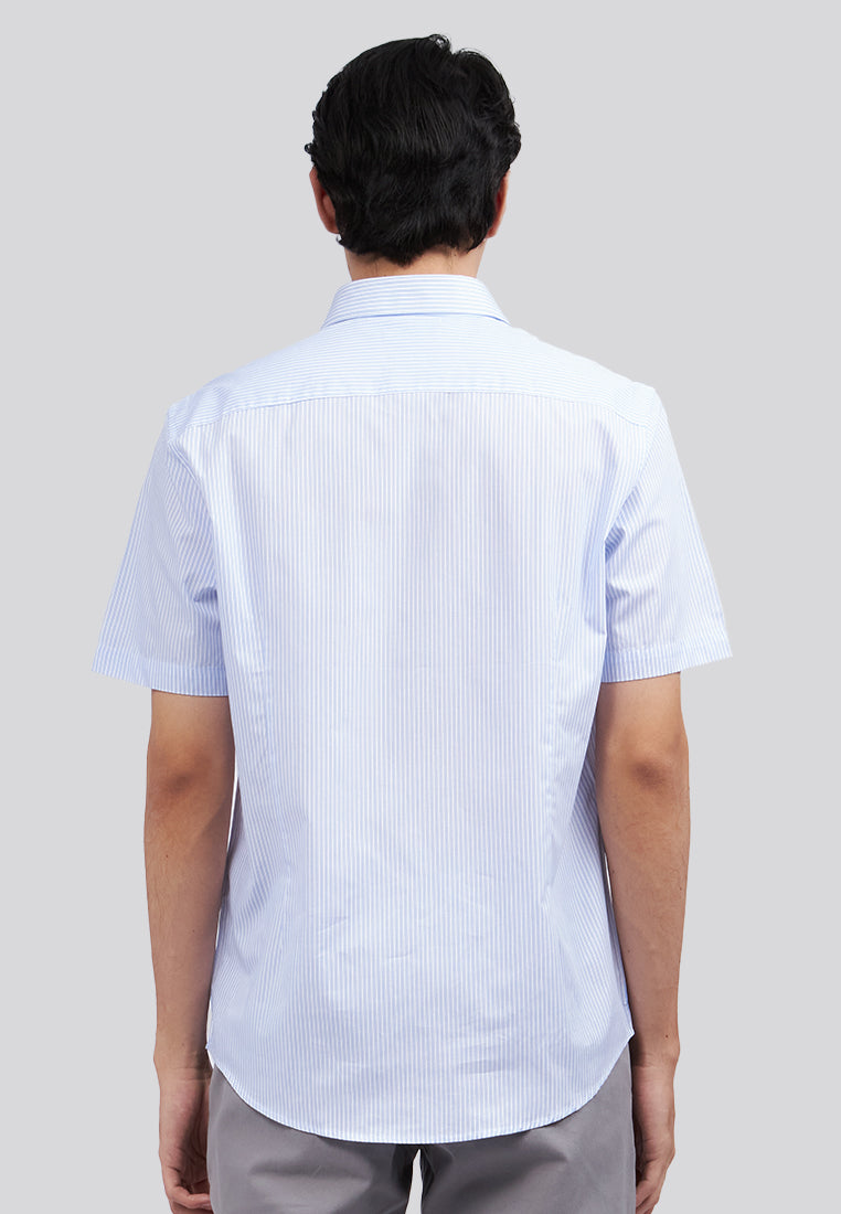 Regular Fit Short Sleeve Stripes Shirt Sky Blue
