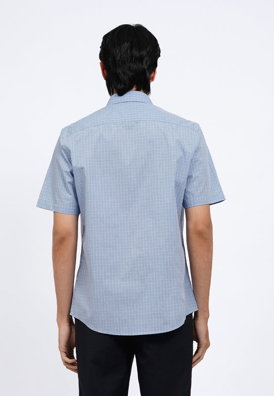 Short Sleeve Melange Check Shirt