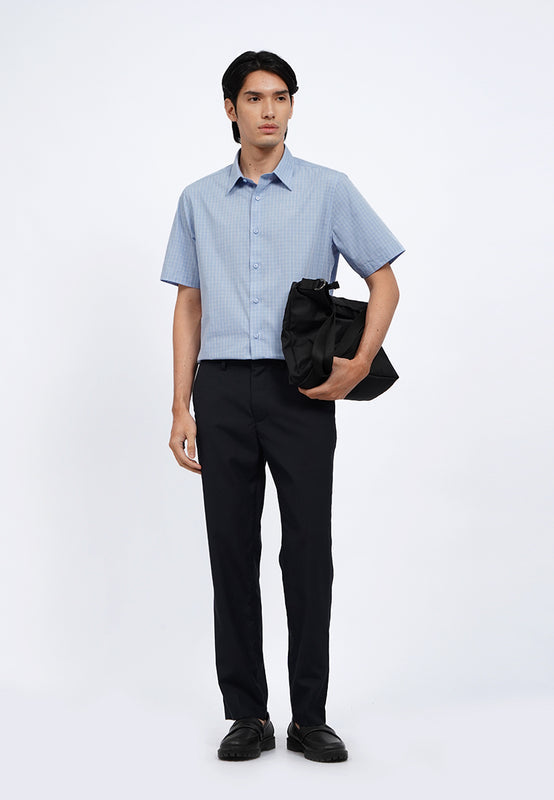 Short Sleeve Melange Check Shirt