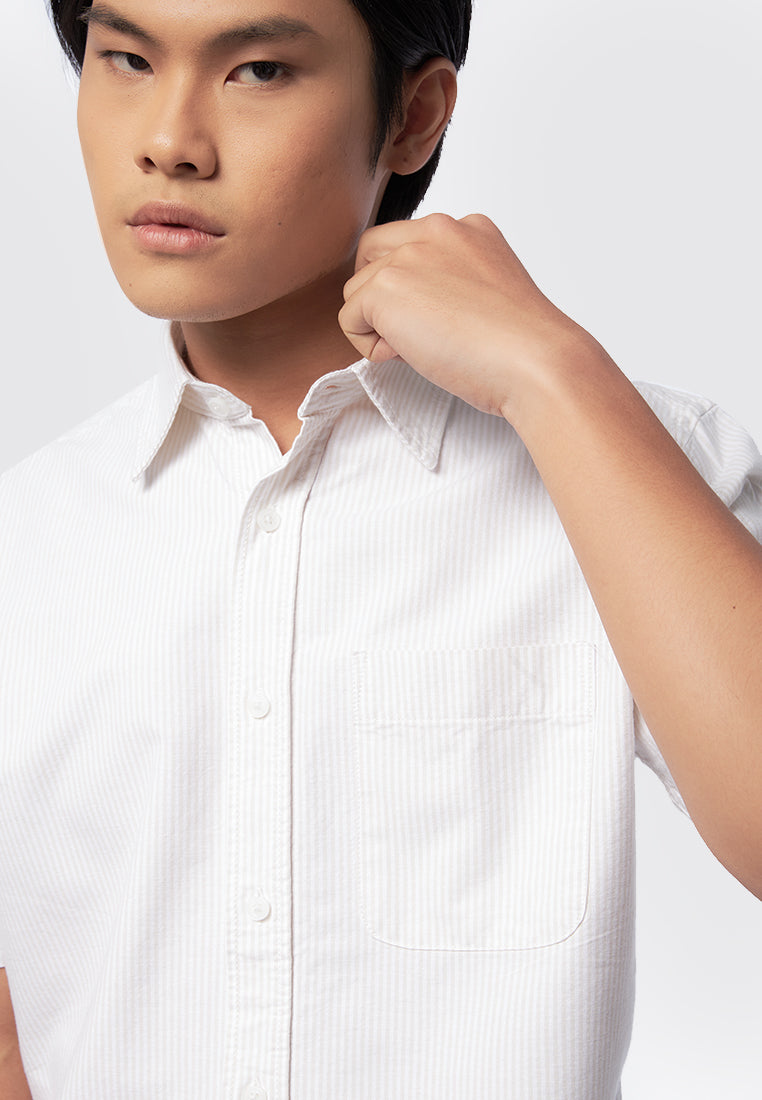 Short Sleeve Striped Oxford Shirt