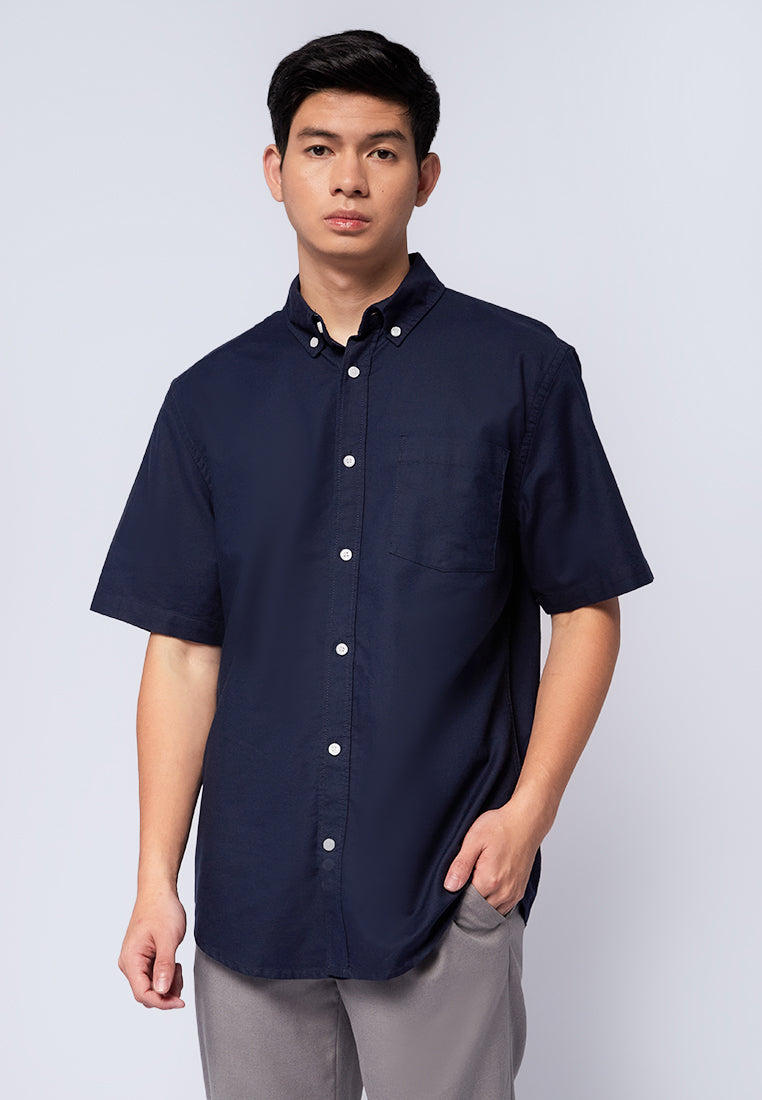 Regular Fit Short Sleeve Oxford Shirt Navy