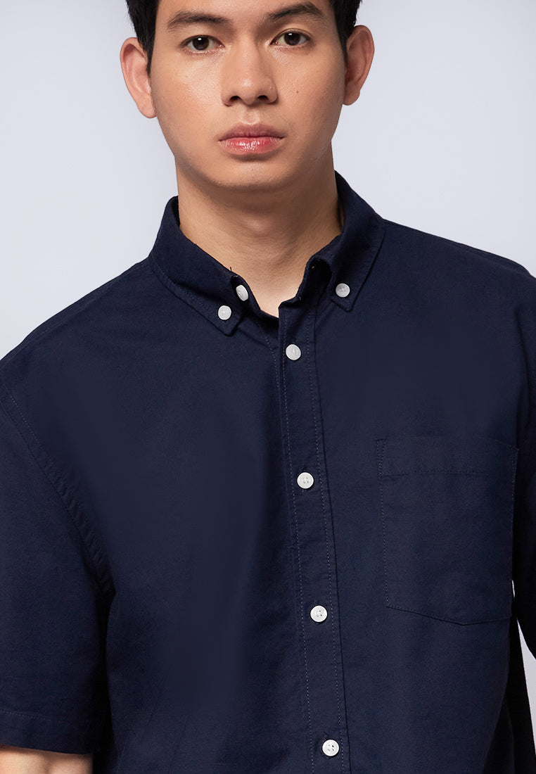 Regular Fit Short Sleeve Oxford Shirt Navy