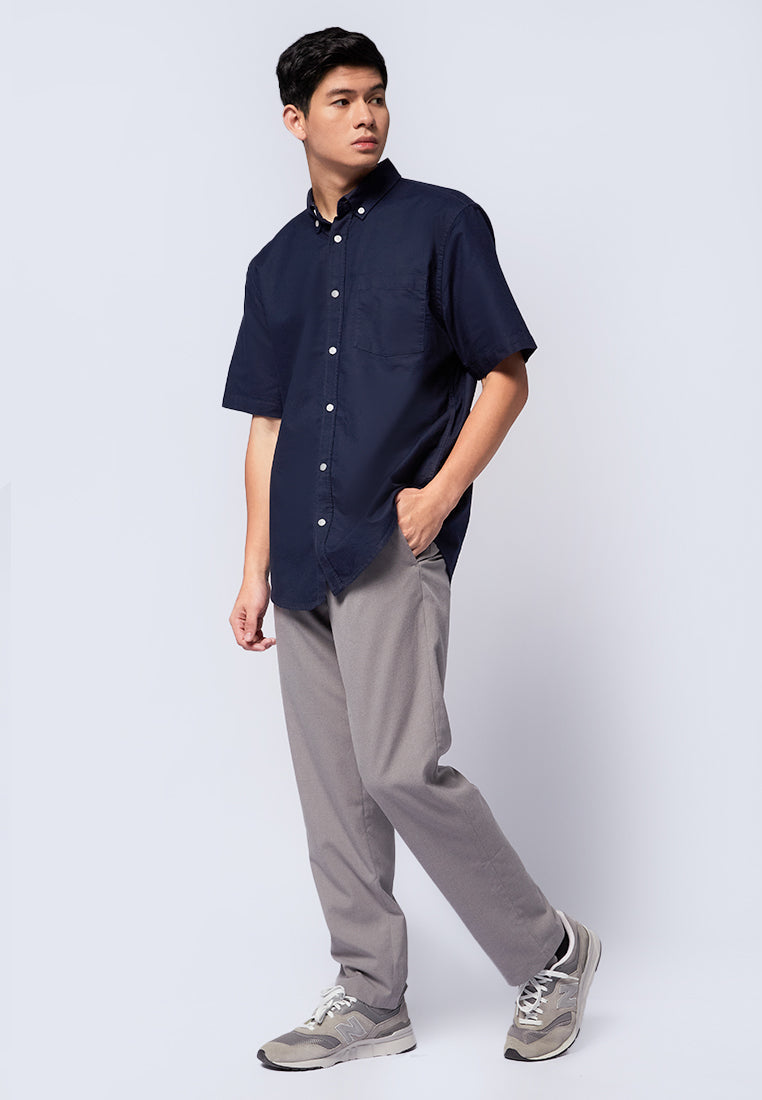 Regular Fit Short Sleeve Oxford Shirt Navy
