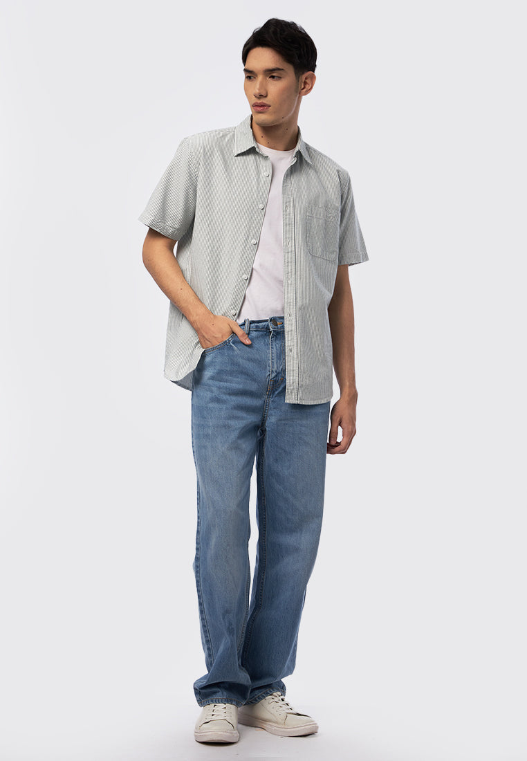 Short Sleeve Oxford Stripe Shirt