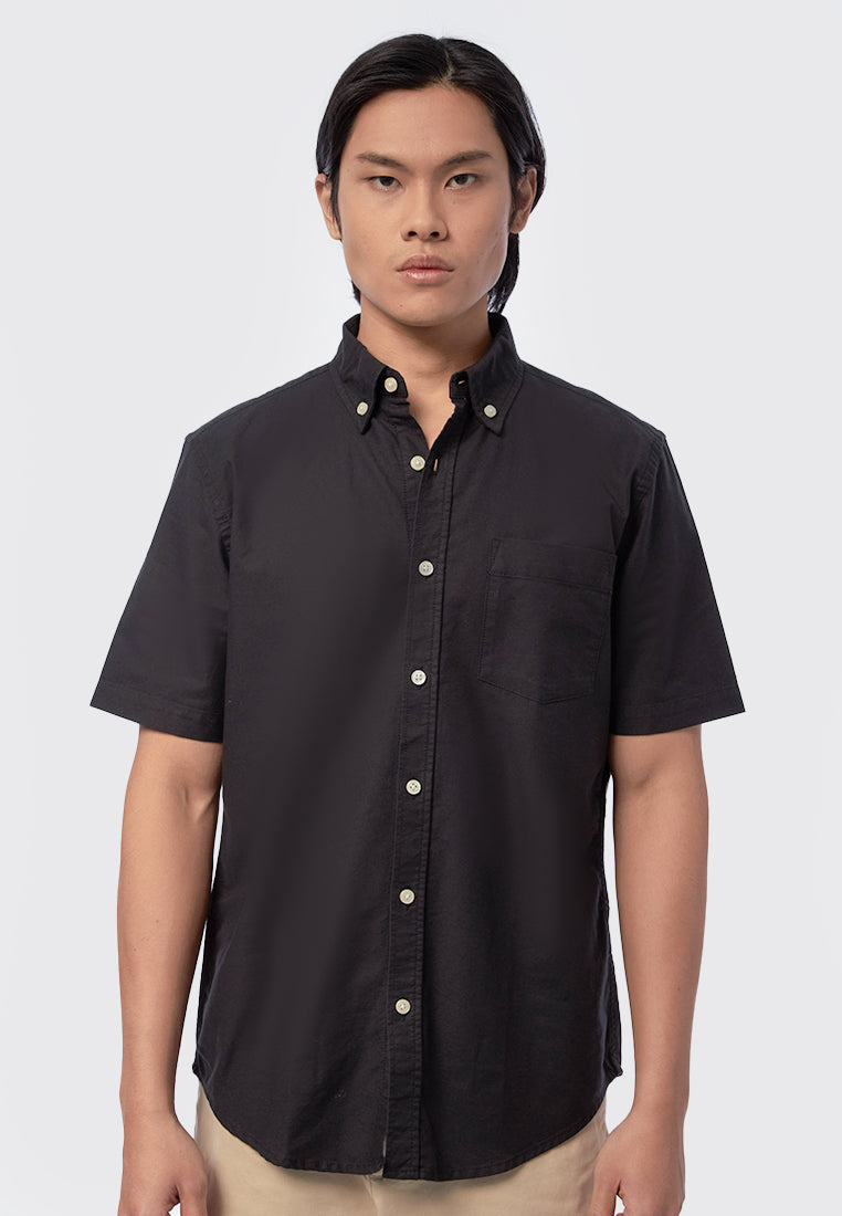 Black Short Sleeve Oxford Shirt