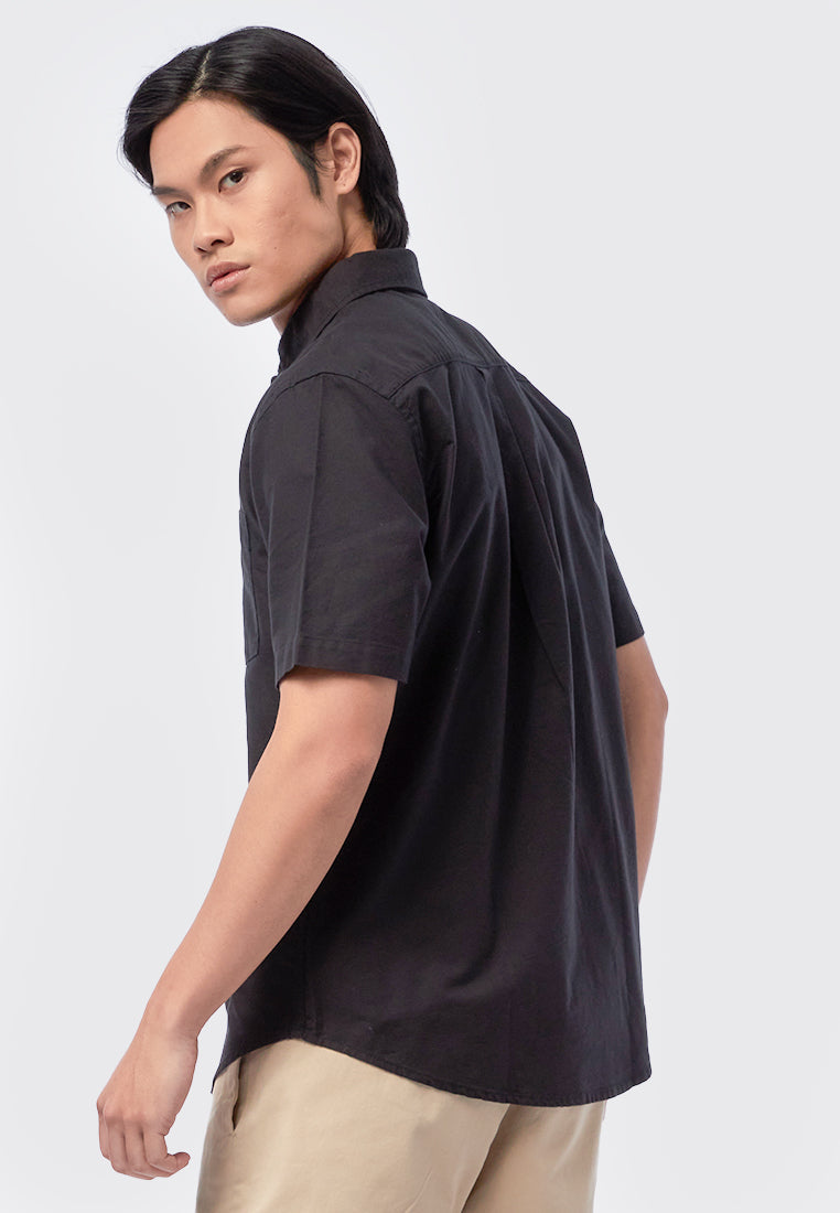 Black Short Sleeve Oxford Shirt