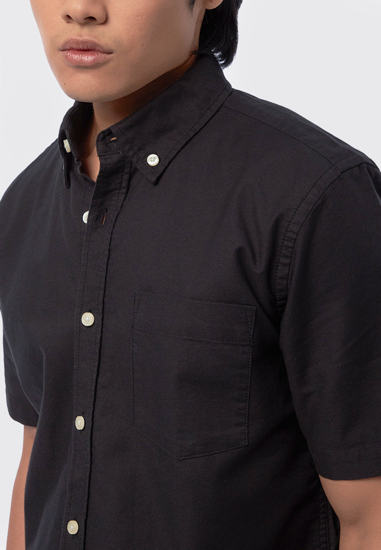 Black Short Sleeve Oxford Shirt