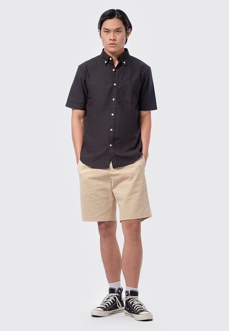 Black Short Sleeve Oxford Shirt