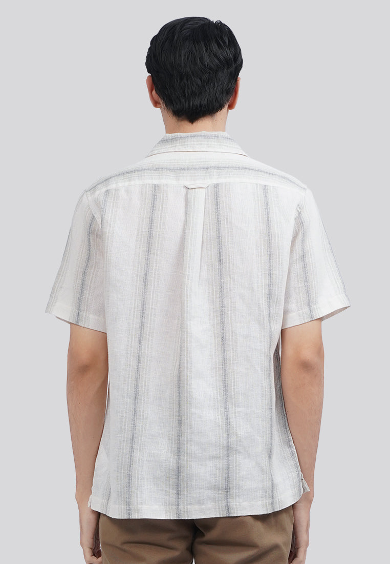 Linen Look Short Sleeve Resort Shirt Beige