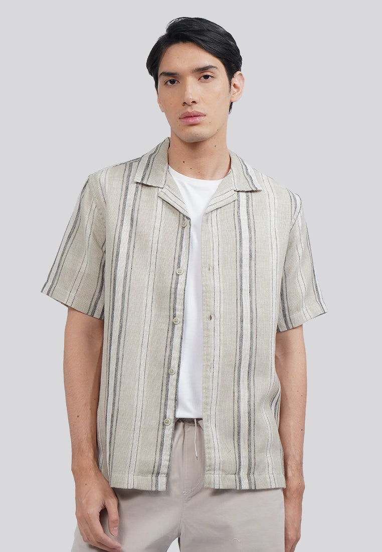 Linen Look Short Sleeve Resort Shirt Sage