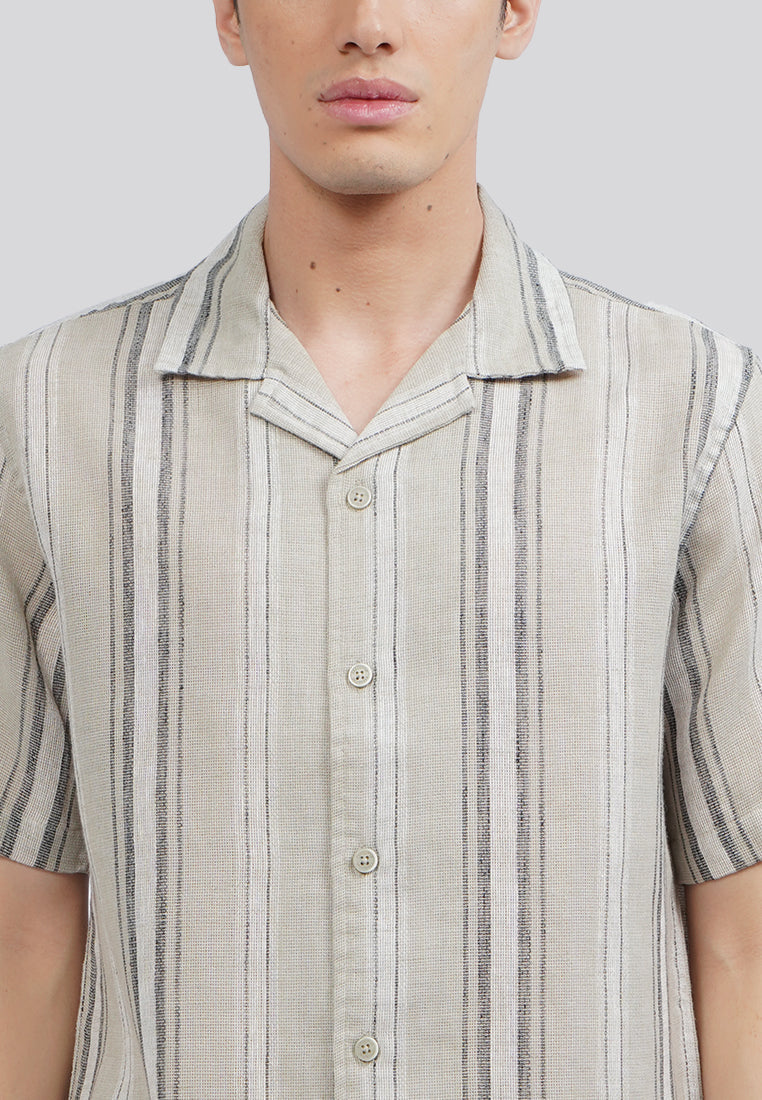 Linen Look Short Sleeve Resort Shirt Sage