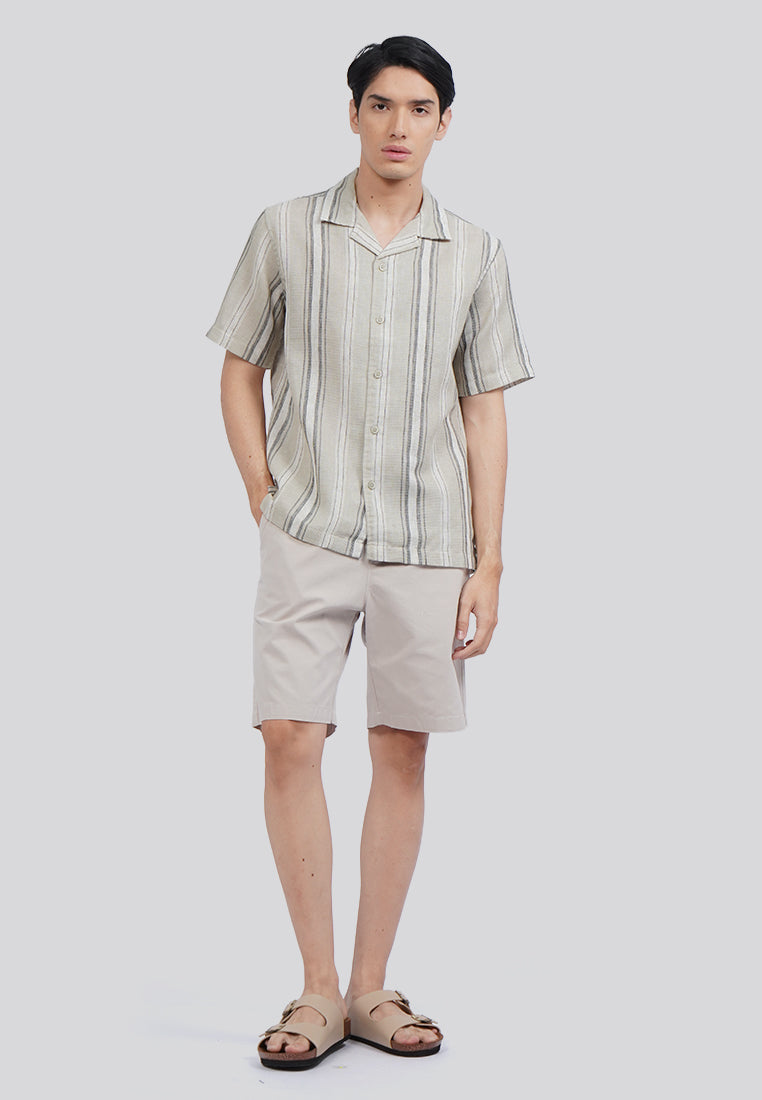 Linen Look Short Sleeve Resort Shirt Sage