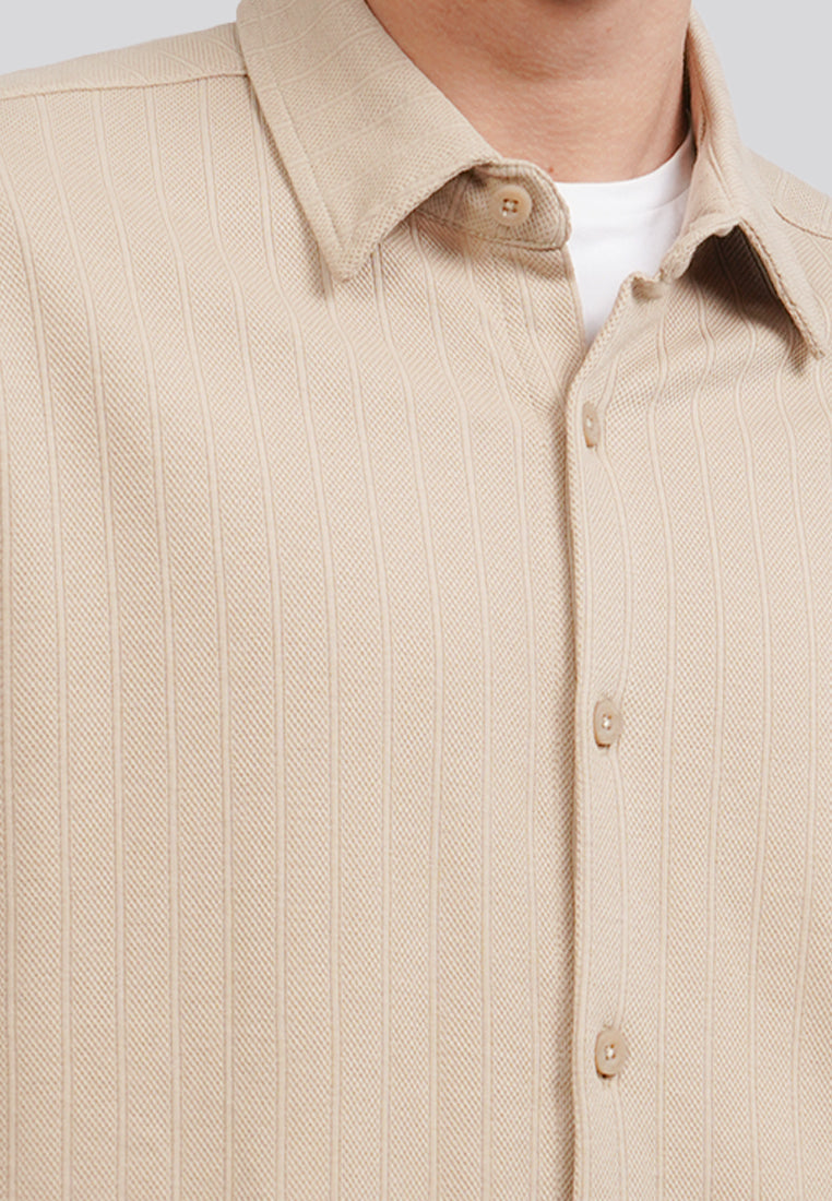 Textured Short Sleeve Knit Shirt Taupe